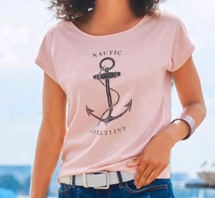BEACHTIME Damen Shirt Top T-Shirt Anker Maritim Rosa Gr XL in Rellingen
