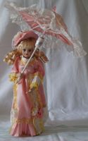 Puppe mit blondem Haar, rosa Kleid, Hut, einem Schirm mit Licht, Sachsen-Anhalt - Magdeburg Vorschau
