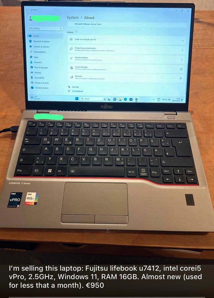 Laptop Fujitsu LifeBook U Series. Corei5 16GB ram- fast neu! in München