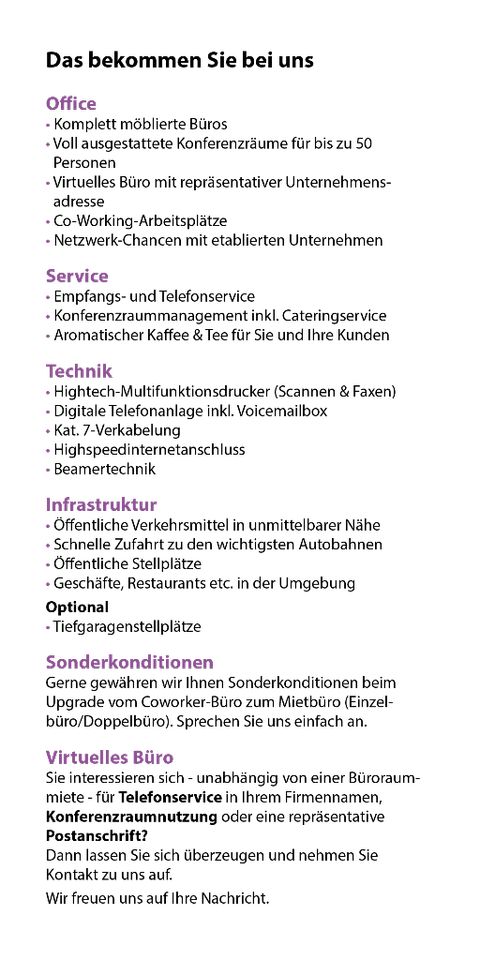 Virtuelles Büro - Geschäftsadresse, Post/Telefonservice in Düsseldorf