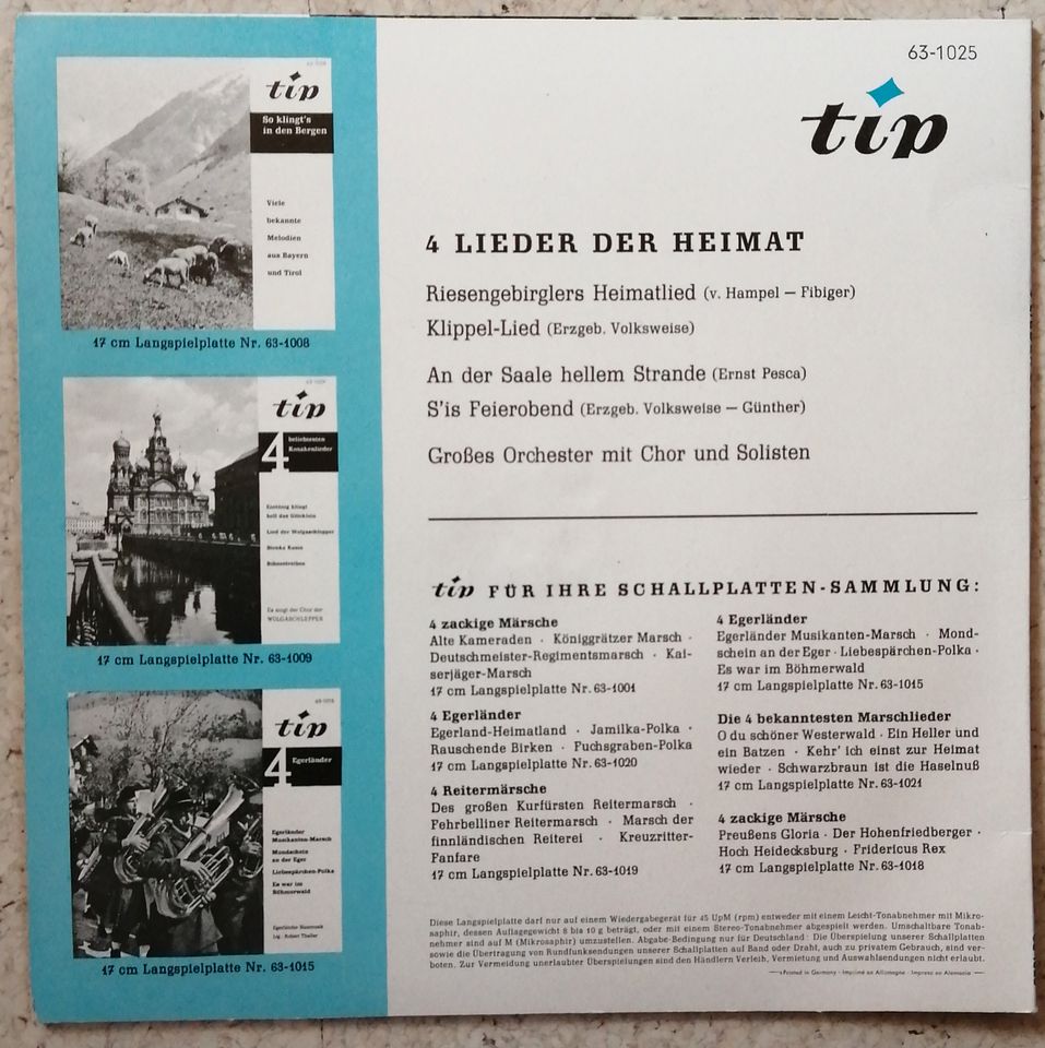 Singles 7“ TIP verschiedene  Vinyl in Hepberg