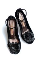 BUFFALO Leder Pumps High Heels Flower Peep Toe Stiletto black Bayern - Kemnath Vorschau