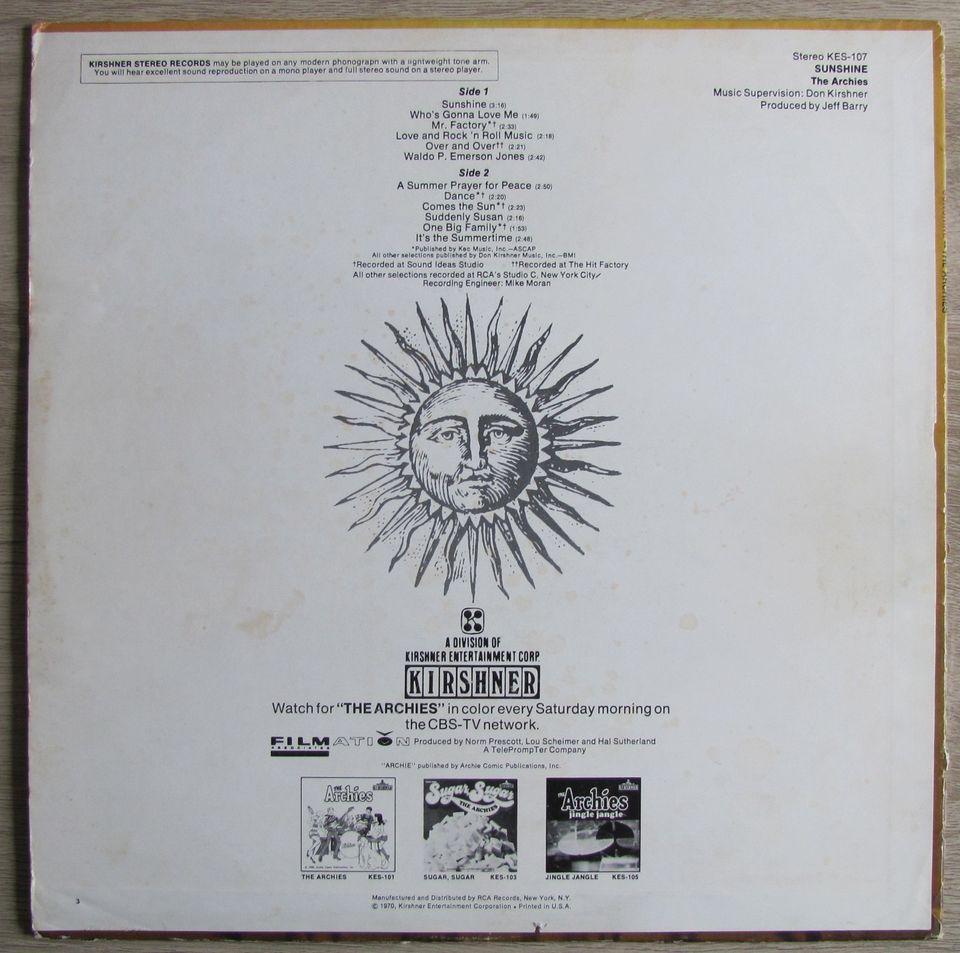 LP Vinyl "Archies - Sunshine" Schallplatte in Melle