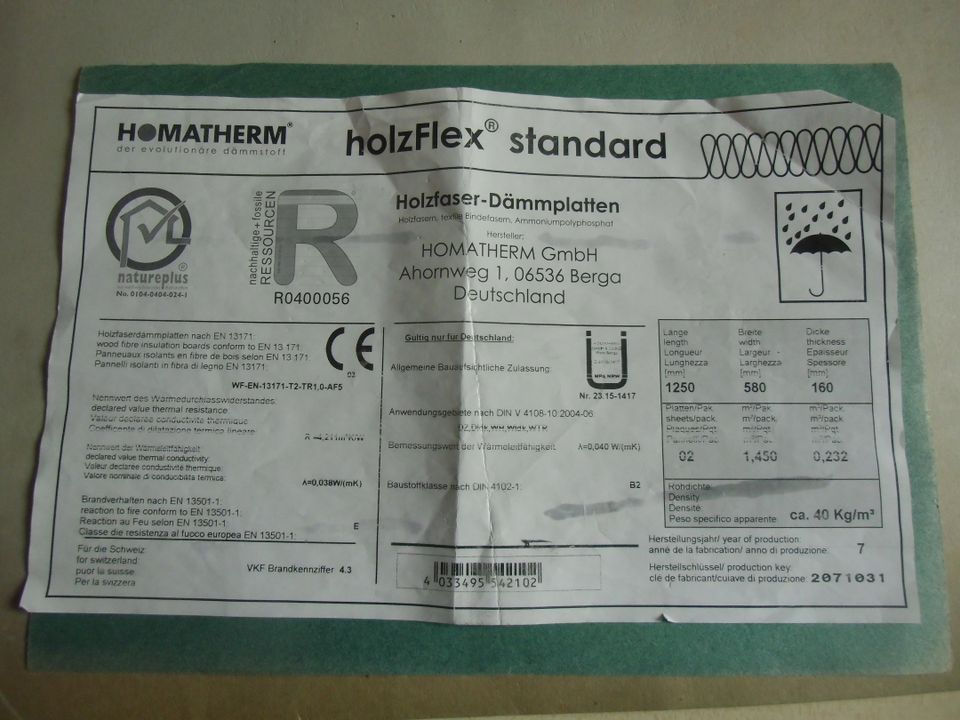 Homatherm Holzflex Standard Dämmplatten 125x580x160mm in Hoppstädten bei Lauterecken