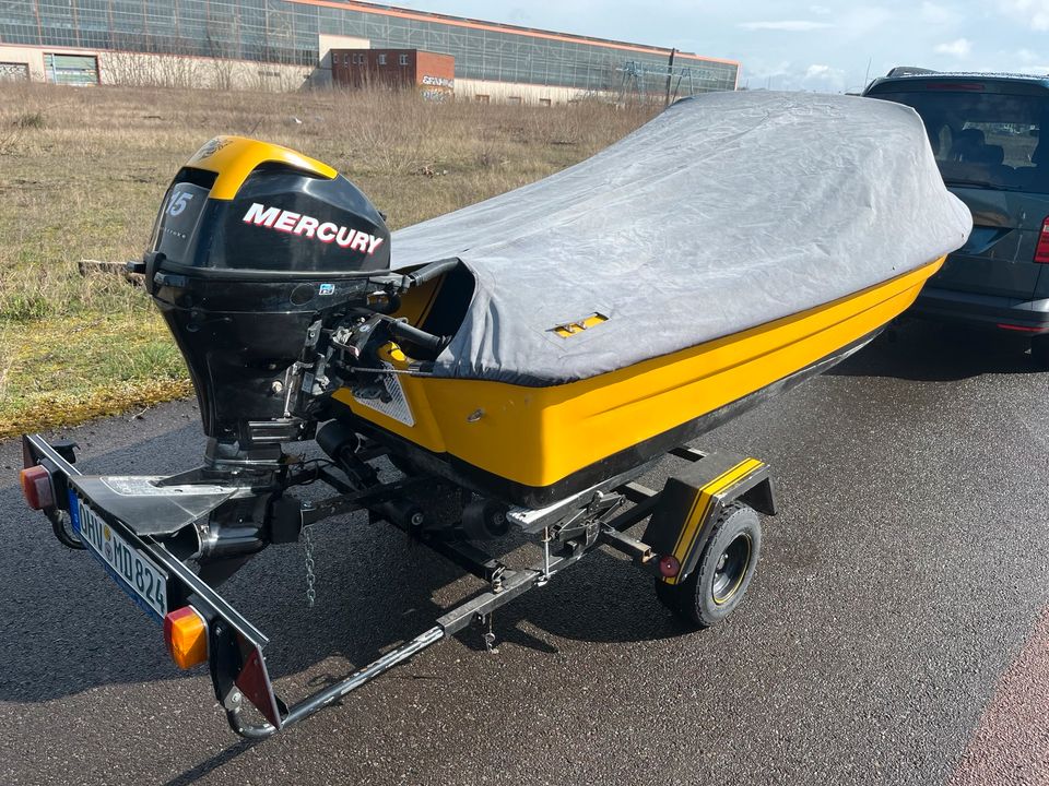 Motorboot Sportboot Trainerboot Dr. Kaletsch Mopres Trailer+15PS in Wusterwitz