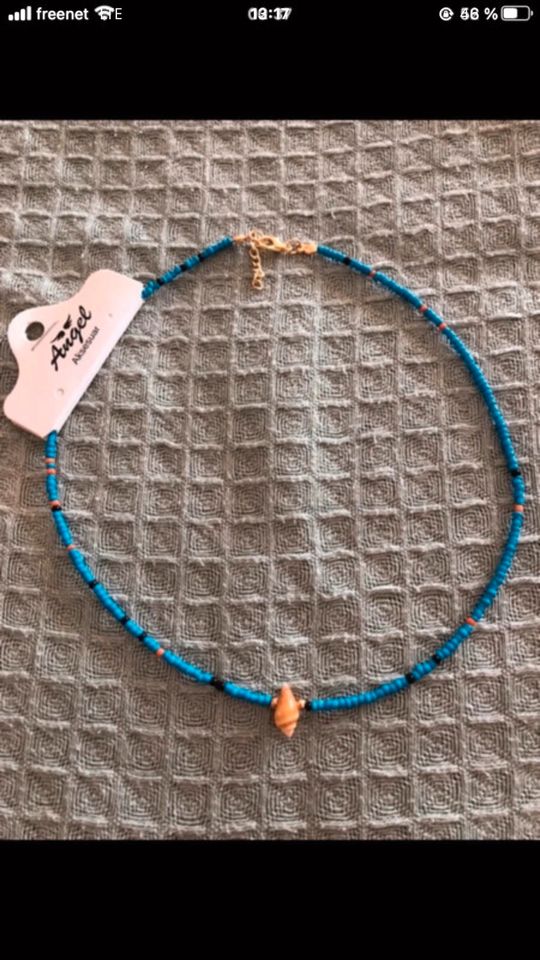 Kette Halskette Muschelkette Sommer Perlenkette handmade blau NEU in Hannover