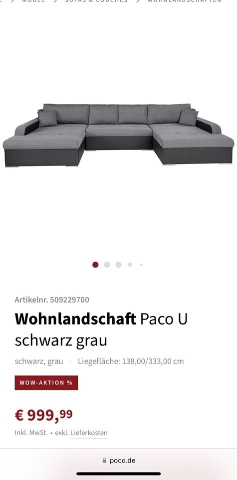 Sofa\ Wohnlandschaft U-Form mit Schlaffunktion in Pforzheim