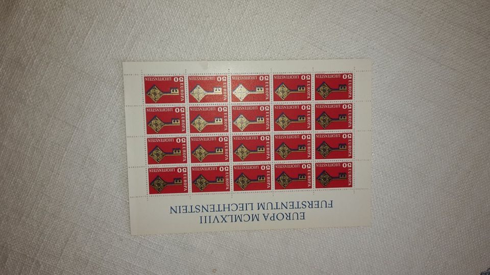 Postfrische Briefmarken Liechtenstein "Europa" (50 Rp.) von 1968 in Siegen