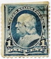 USA, Präsident Benjamin Fränklin, uralt, One Cent, blau Nordrhein-Westfalen - Lippstadt Vorschau