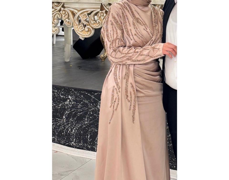 Abendkleid Seide Gr. 38/40 Beige Glitzer Verlobung Hochzeit in Bremen