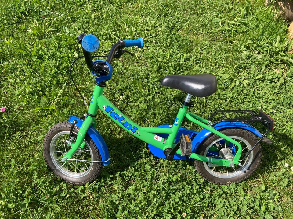 Kinderfahrrad von Feldi, 12 Zoll, grün/blau, sehr guter Zustand in Kressbronn am Bodensee