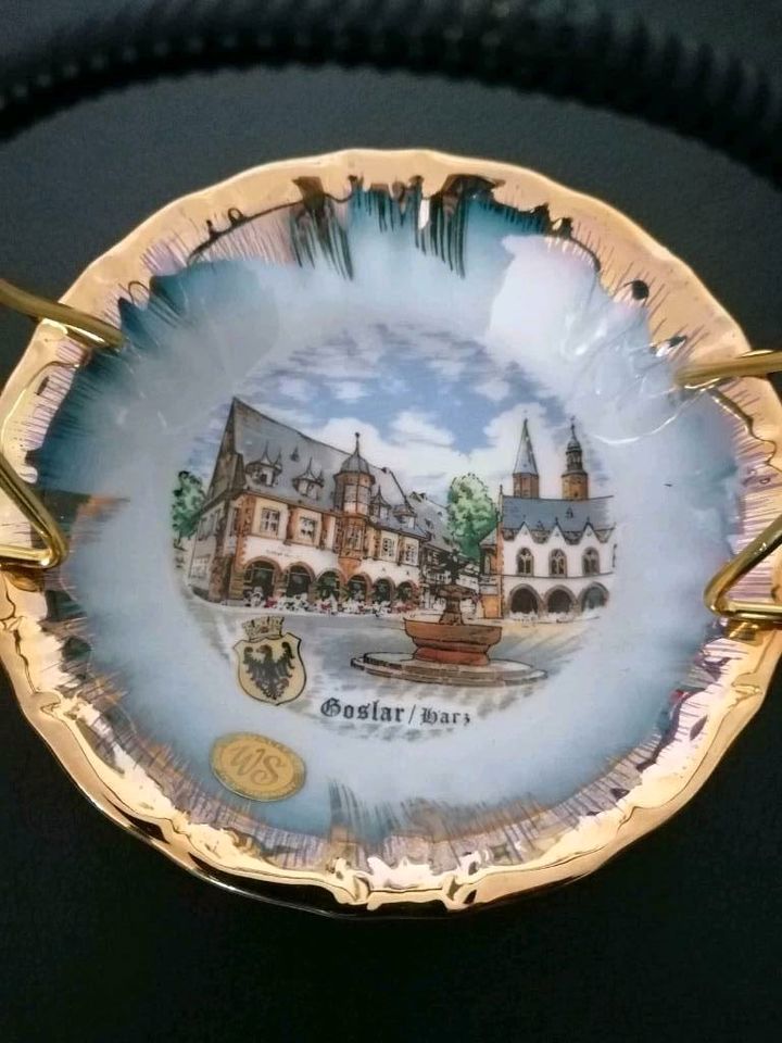 Souvenir Stadt Goslar Harz Schale mit Henkel Winterling in Loitsche-Heinrichsberg