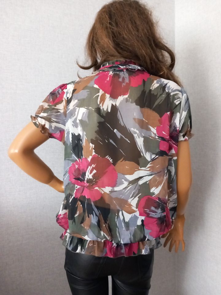 BONPRIX  Damen Chiffon Bluse  mit Rüschen   Gr. 44 Kurzarm  TOP ! in Neuss