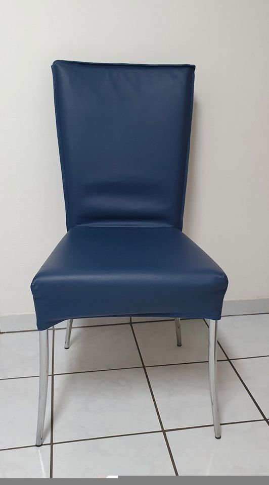 Esszimmerstühle blau echt Leder 6 Stück in Forchheim