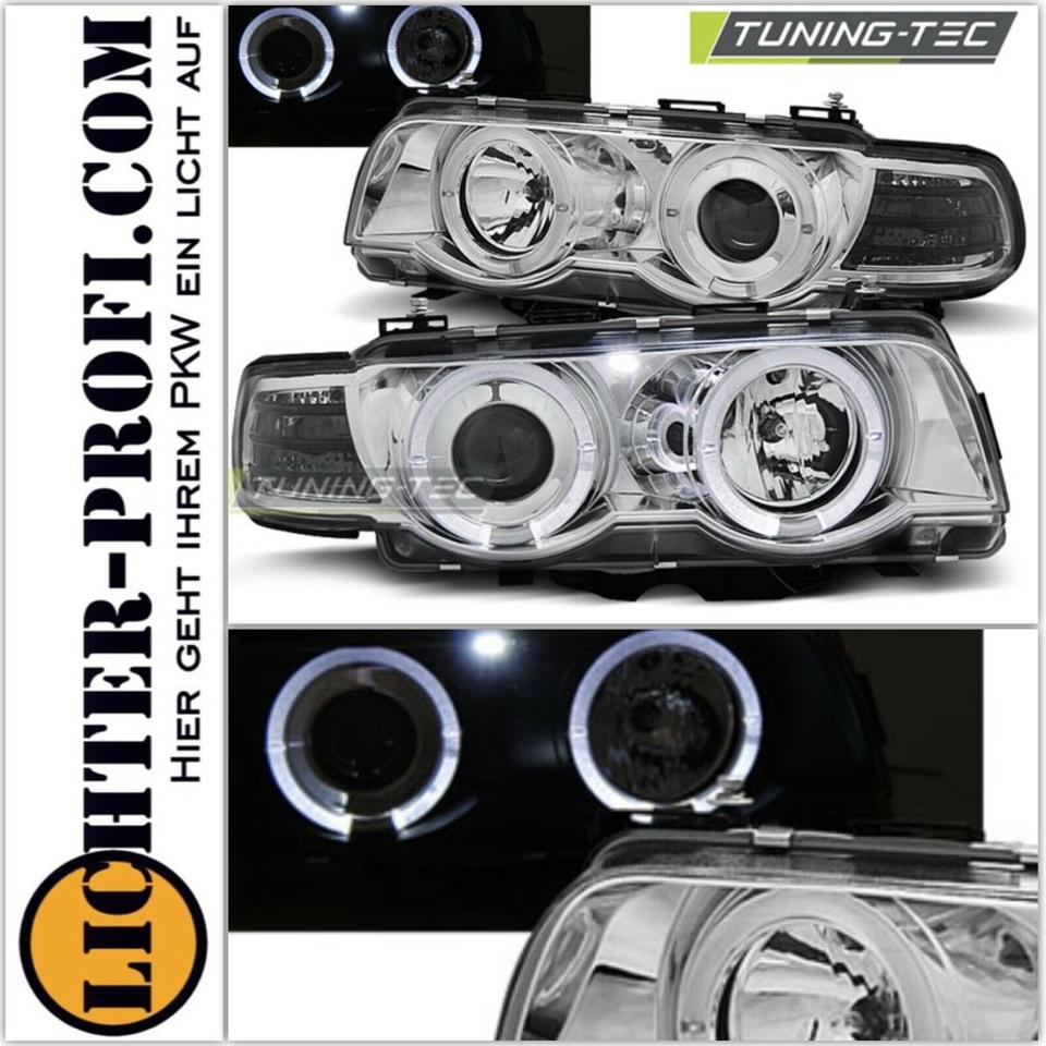 Angel Eyes Scheinwerfer chrom Halogen für BMW E38 7er 98-01 in Calden