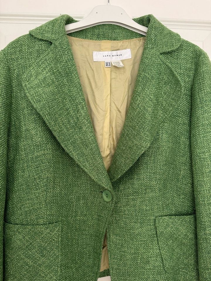 Vintage Zara Blazer Jacke Grün Viskose Y2K Designer Sommer 42 40 in München