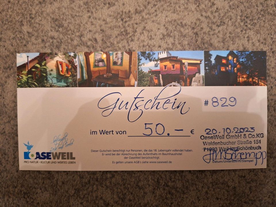 50€ Gutschein für die OaseWeil in Weil im Schönbuch in Pfullingen