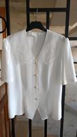 Bluse Shirt Georgette festlich weiß Gr. 38 Hessen - Schlüchtern Vorschau