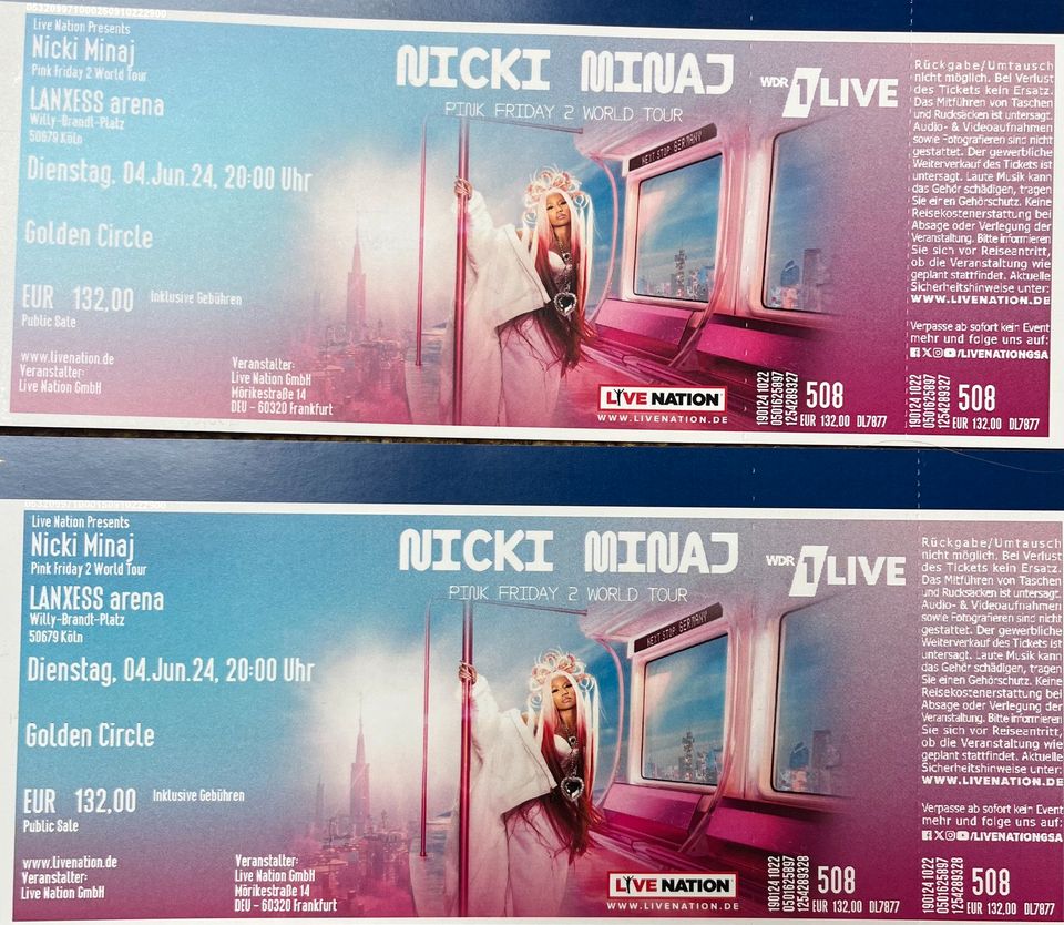 2 Nicki Minaj Köln Golden Circle Tickets Karten in Dortmund