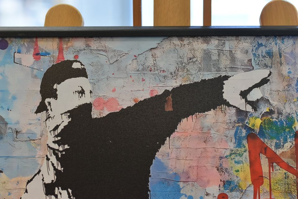 Leinwandbild Kunstdruck Rahmen moderne Kunst Wohnzimmer Banksy in Geldern