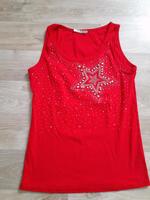 Damen Glitzer Strass Perlen Stern Top rot silber Gr. L/XL Bayern - Mitterteich Vorschau