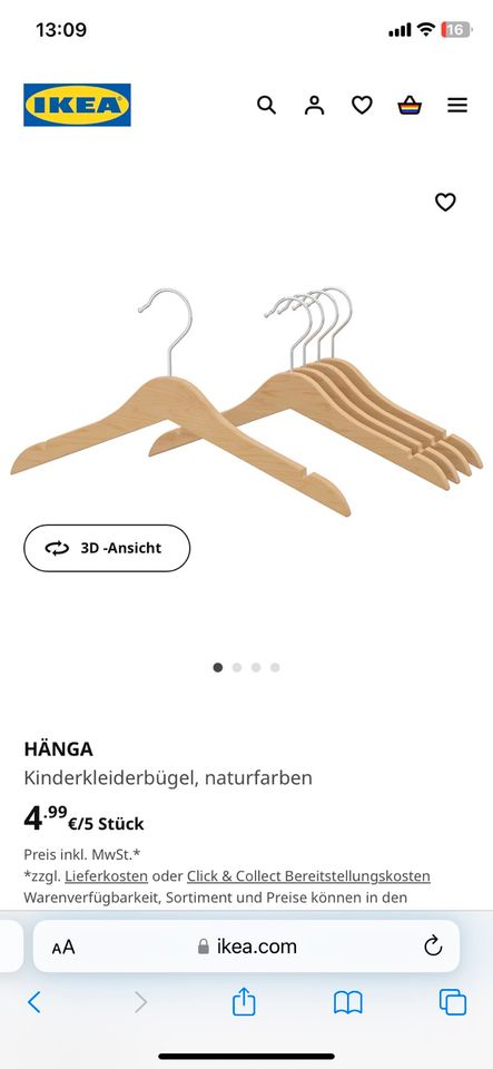 Kleiderbügel für Kinder aus Holz Ikea in Osnabrück