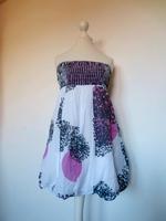 gesmoktes Amisu Kleid/Ballonkleid trägerlos in weiss mit Print Hessen - Großenlüder Vorschau