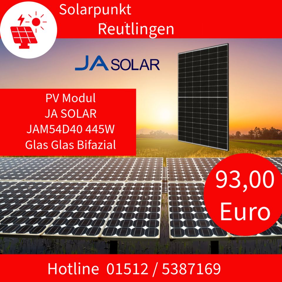 Photovoltaik JA Solar JAM54D40 445W Black Frame – Bifazial Glas-Glas PV Modul - Ab 1 Stück - in Reutlingen