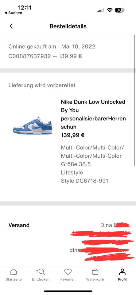Nike dunk low by you blau in Wuppertal