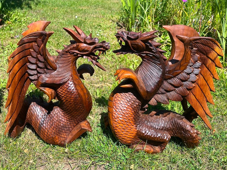 Drachen 42cm Flügel Bali Holzdrachen Holz Balidrachen Lindwurm in Essen