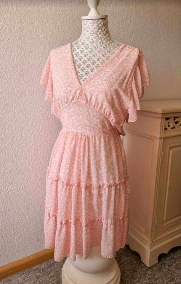 Sommerkleid rose weiß Gr. 36 S NEU  A-Linie figurumspielend in Emmendingen