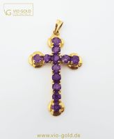 Amethyst Kreuz Anhänger Gold | 3,6 cm x 2,5 cm | 10 Kt. 375 Gelbgold | Kettenanhänger R3887 Bayern - Regensburg Vorschau