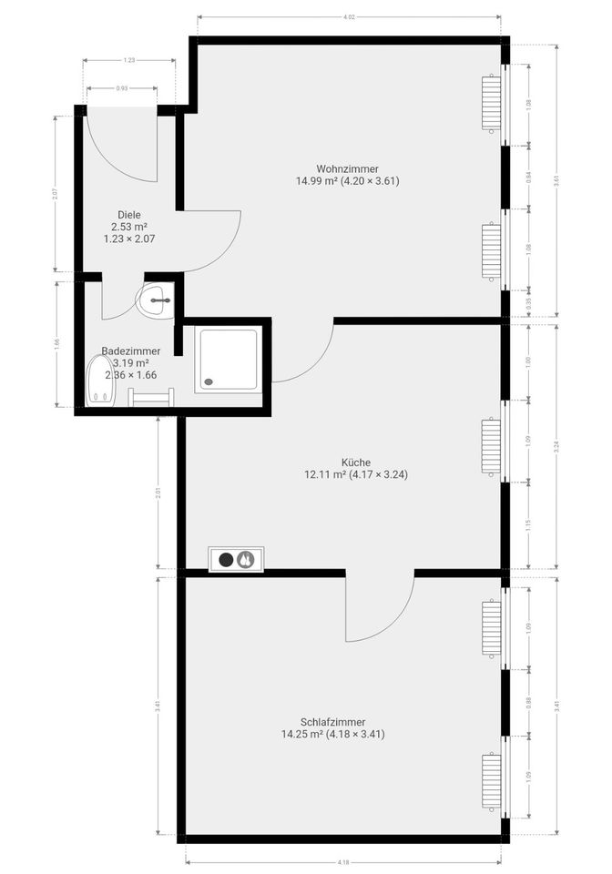 Provisionsfrei: 2-Zimmer-Wohnung (1OG) in WHV Zentrum in Wilhelmshaven
