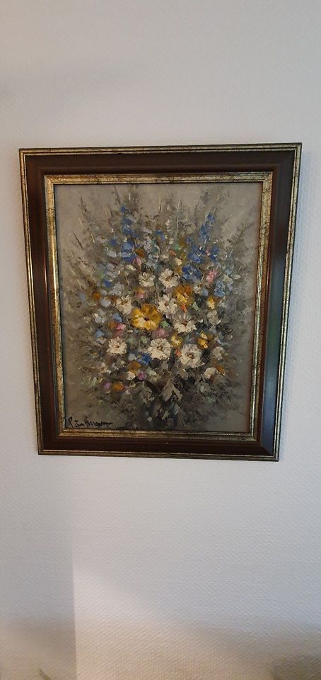 Ölgemälde 53x63cm, Motiv Blumen, wahrs. Peter Brouwer in Ratingen