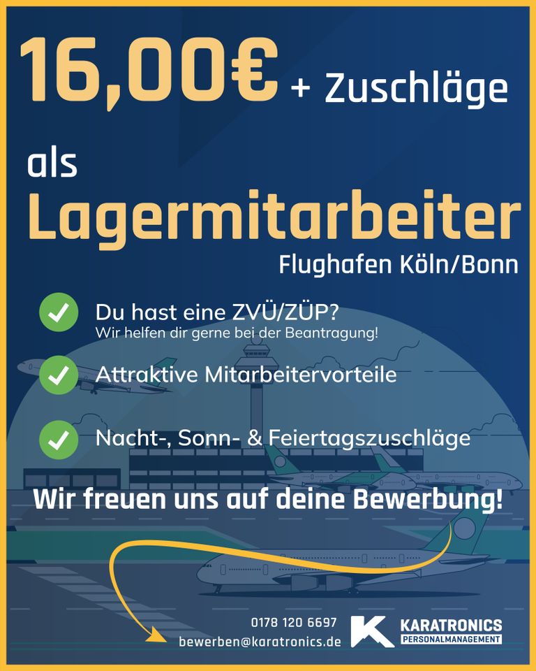 Flughafenmitarbeiter (m/w/d) am Flughafen Köln in Köln