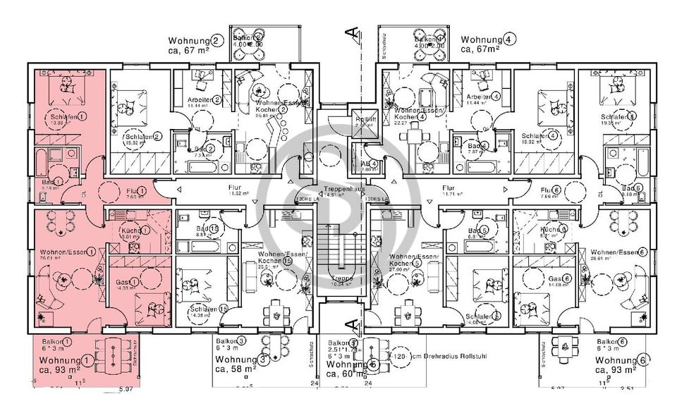 Neubau-Erstbezug im WIRSBERGQUARTIER: 3-Zimmer-Erdgeschosswohnung (ca. 93 m² Wohnfl.) mit Balkon, PKW-Stellplatz, Kellerabteil & Aufzug in Wirsberg