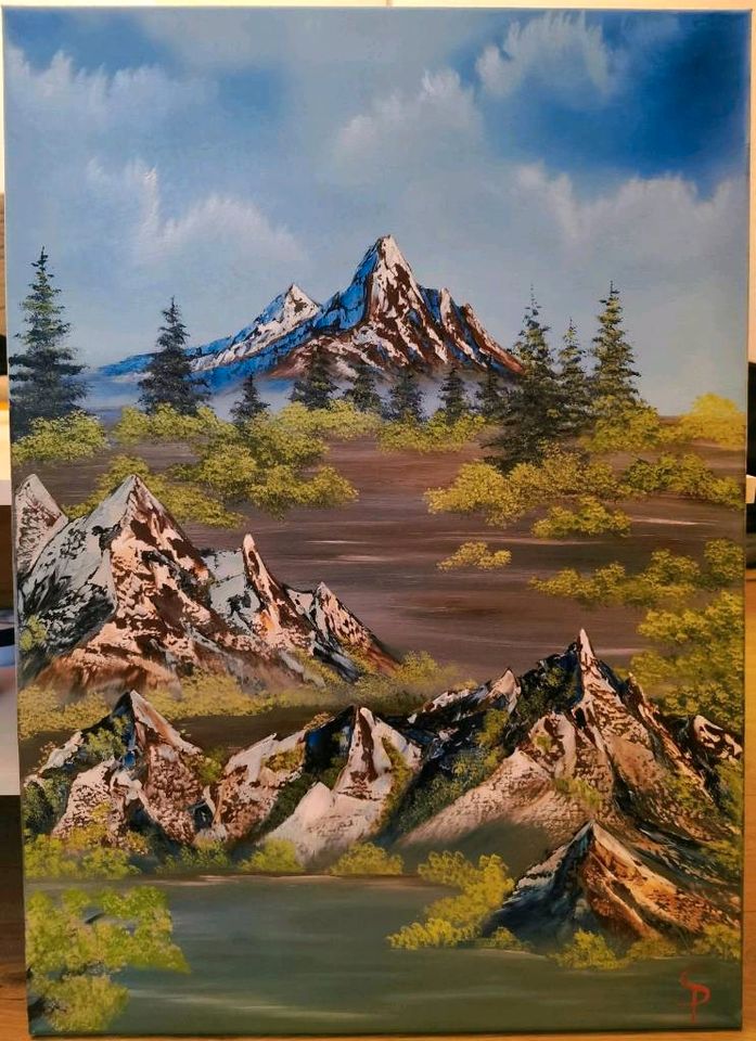 Ölgemälde 50x70 cm Landschaft der Berge nach Art Bob Ross in Oberhausen