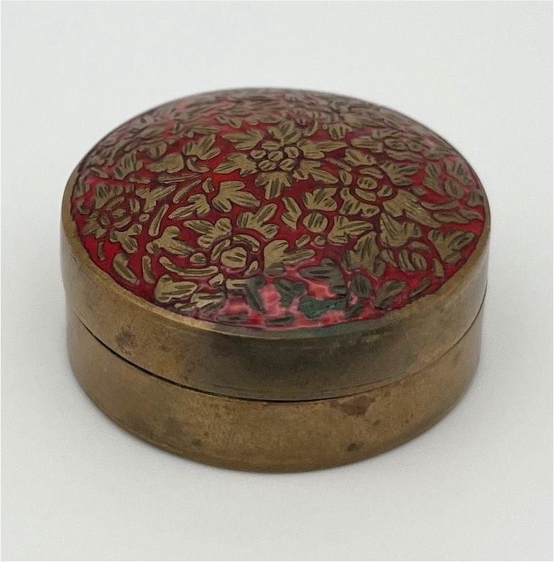 Vintage Pillendose Antik Schmuckbox Blumen Thailand Schatulle RAR in Schwerin