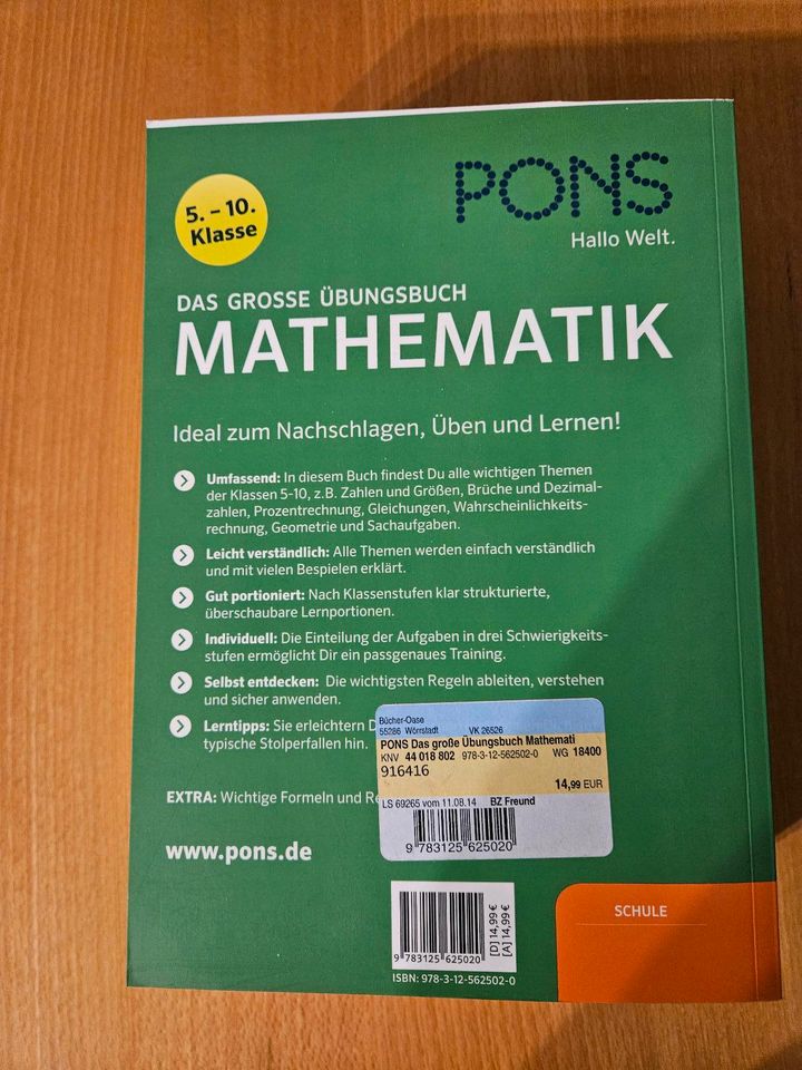 PONS Das große Übungsbuch 5.-10. Klasse Deutsch, Mathe, Englisch in Partenheim