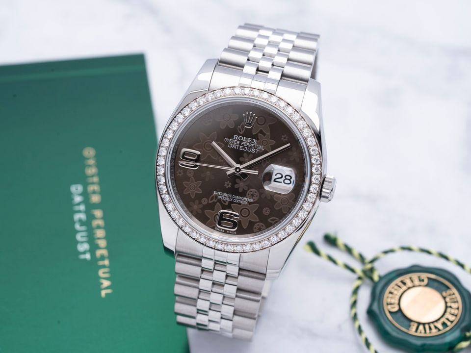 Rolex DateJust 36 116244 Flower Dial Diamonds Full Set in Hamburg