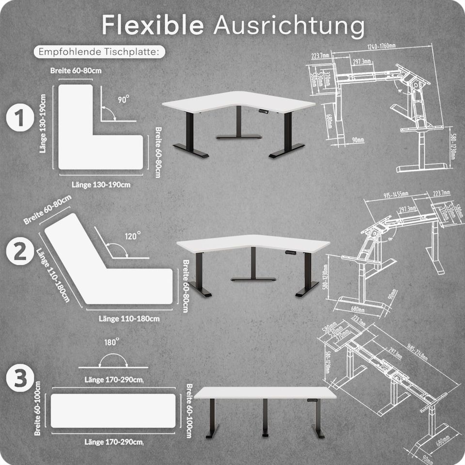 Elektrisch höhenverstellbares Eck Schreibtisch Gestell | Inkl. Versand Standing Desk Stehtisch Schreibtisch höhenverstellbar elektrisch bürotisch stehschreibtisch height adjustable in Frankfurt am Main