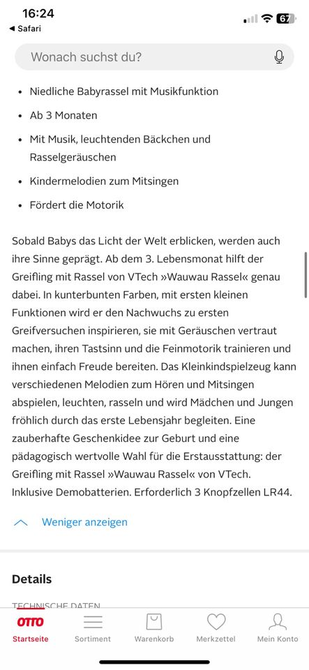 Baby Rassel Greifling Vtech in Berlin