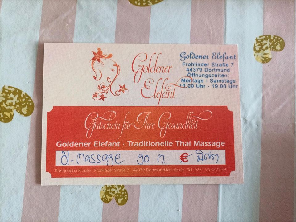 Gutschein Goldener Elefant Massage Dortmund in Dortmund