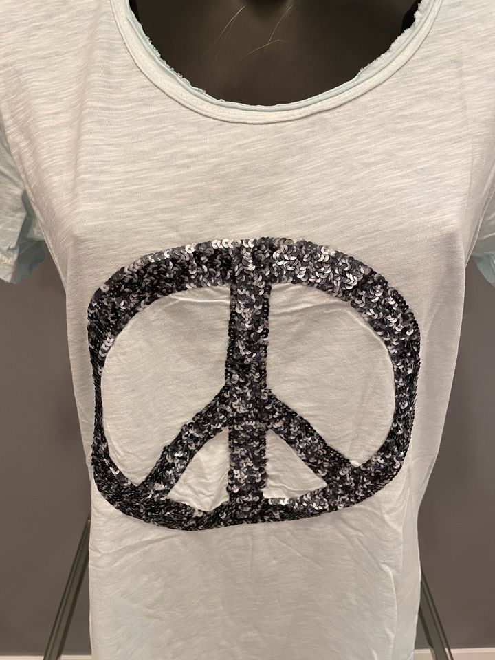 New Collection Italy ♥️ Neu Peace Shirt Türkis Glitzer in Velbert
