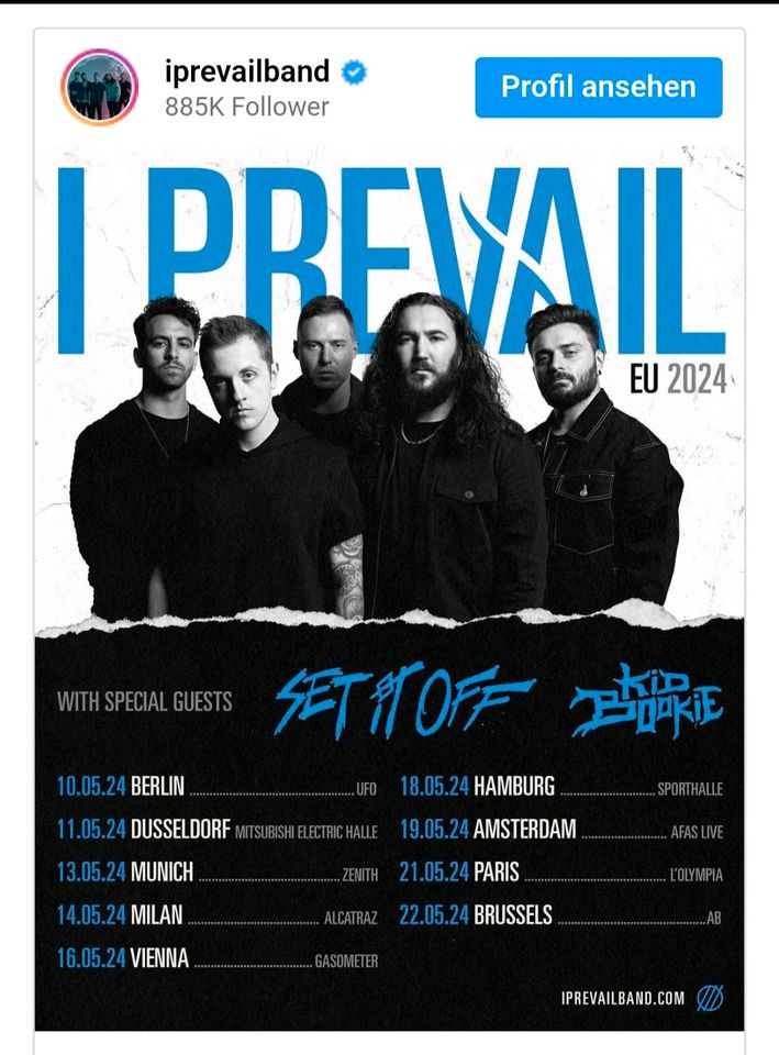 1 Ticket | I Prevail KONZERT in BERLIN in Kaiserslautern