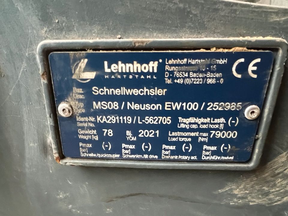 Lehnhoff Lehmatic Schnellwechsler MS08 Wacker Neuson in Gummersbach