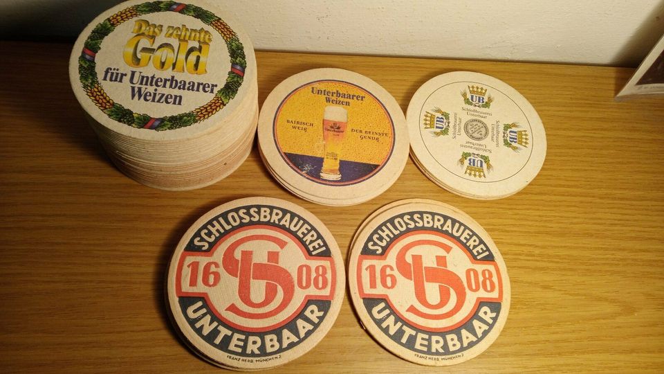 Unterbaar Schlossbrauerei 17 versch. Bierdeckel Aichach Friedberg in Dillingen (Donau)