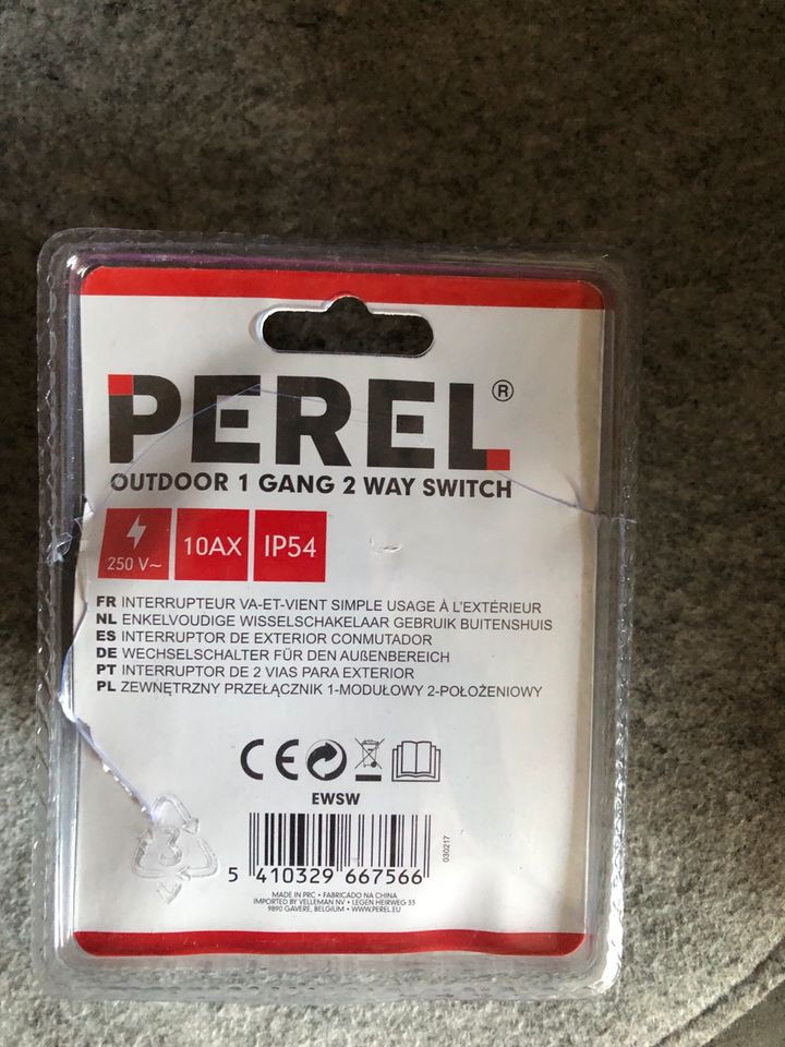 Perel Outdoor 1 Gang 2 Way Switch Wechselschalter für Außenbereic in Obermoschel