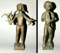 Junge mit Fisch und Mädchen mit Tauben, Bronze H.S. 1979 Herrmann Hamburg-Nord - Hamburg Alsterdorf  Vorschau