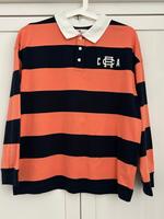 H&M, Rugbyshirt, Longsleeve, Dunkelblau-Apricot, Gr. 146-152 Leipzig - Leipzig, Zentrum Vorschau